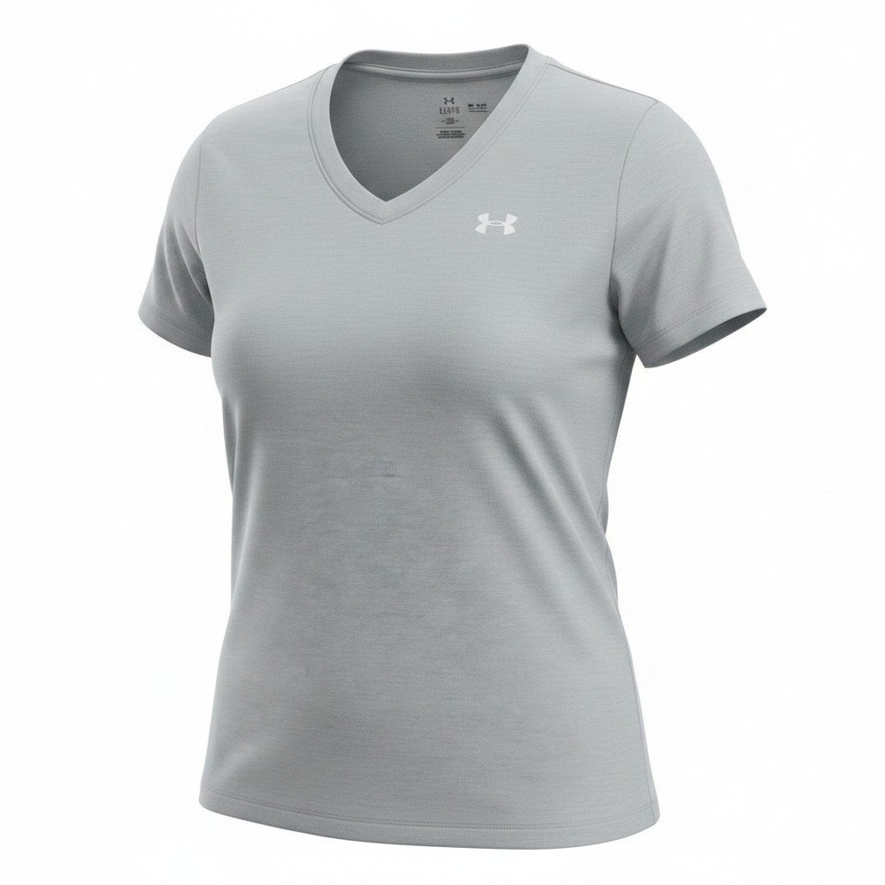T-Shirt Under Armour Large Womens Gray Excellent V-Neck Tech Loose Fit Athletic